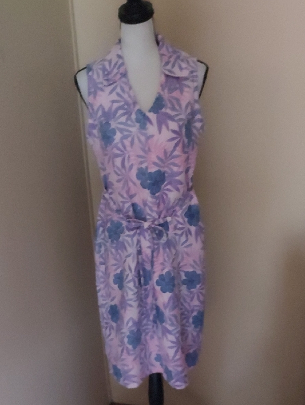 Women's Vintage Style 100% Linen Shirt Dress With Floral Design